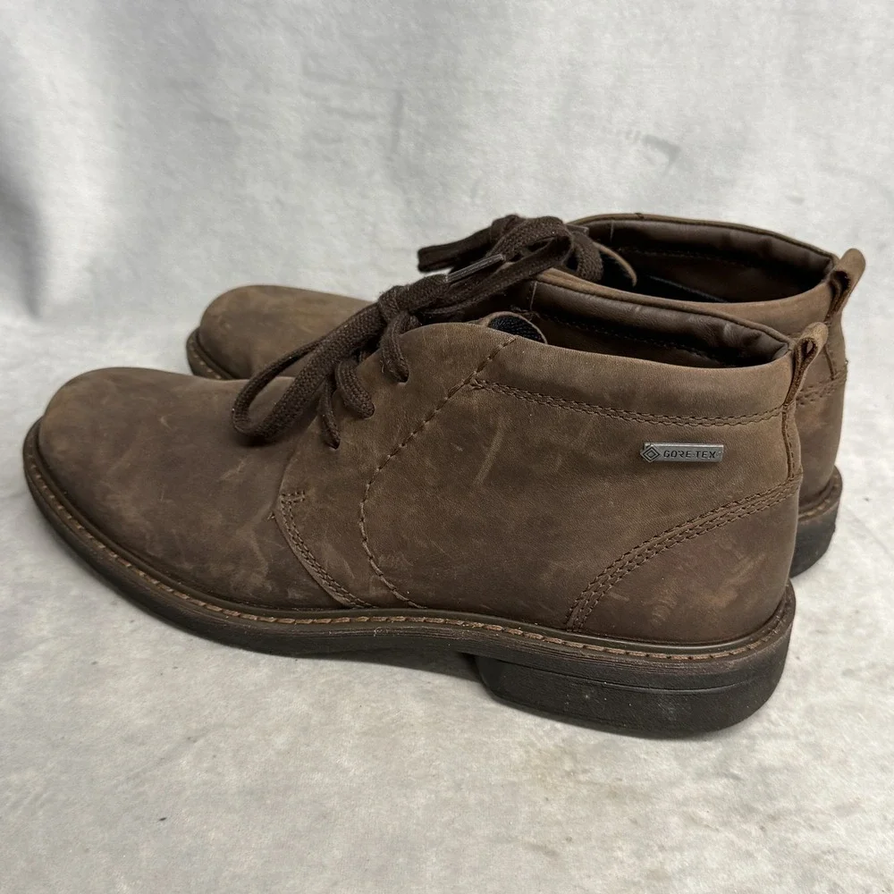 ECCO Boots Mens Size 8 Brown Leather Chukka GORE-TEX‎ Waterproof Comfort Casual